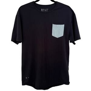 Bylt Navy Blue Short Sleeve Premium Basics Drop Cut Lux Pocket Mens Top-L